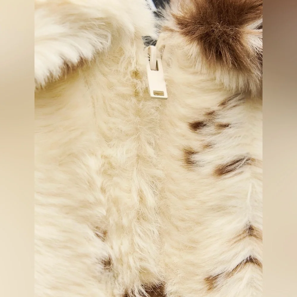 Zara Cream Teddy Jacket with Brown Accents - Picture 6 of 8